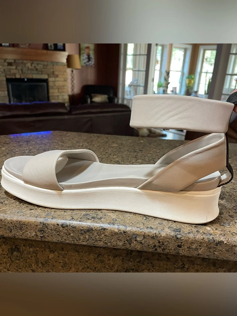 Wear w Anything! Franco Sarto Emmett Platform Sandal White Gray Sz 9 Velcro